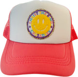 Adult & Youth "Christ the King Crusaders" Smiley Patch Trucker Hat (Hot Pink/Purple Color Options)