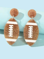 Brown Glitter Acrylic Football Earrings
