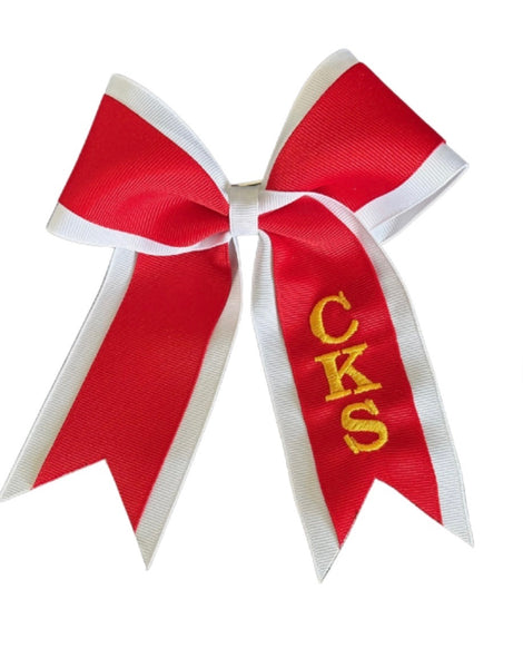 Red embroidered CKS Cheer Bow