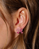 Pink Acrylic Ribbon Bow Stud Earrings