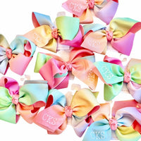 LAYERED RAINBOW BOW ON ALLIGATOR CLIP