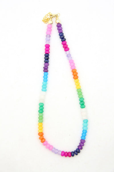 Faceted Rainbow Gemstones Necklace