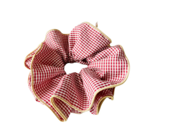 RETRO PLAID LARGE RUFFLED HAIR SCRUNCHIE
