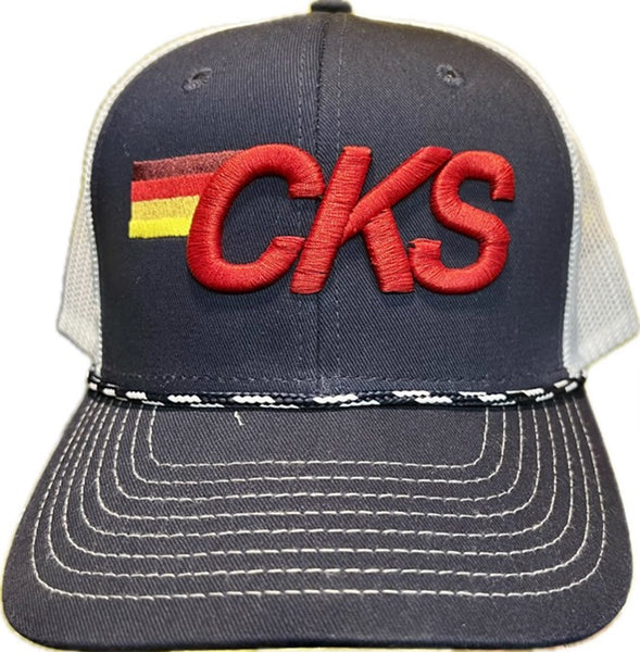 Adult & Youth Navy Trucker Hat: "CKS" with Stripes