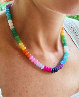 Faceted Rainbow Gemstones Necklace