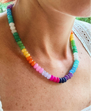 Faceted Rainbow Gemstones Necklace