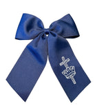 Large Navy bow with CKS cross/crown Embroidery