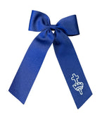 Medium Navy grosgrain bow with CKS cross/crown embroidery