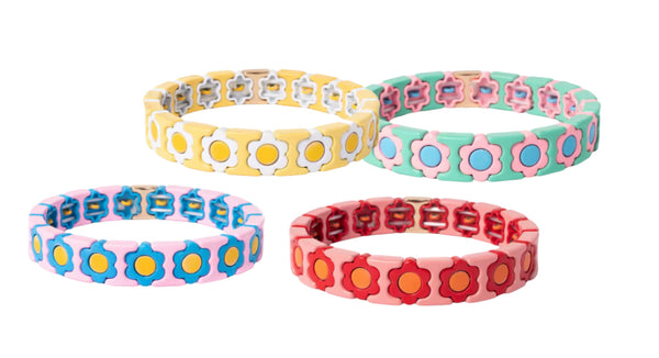 Flower Tile Bead Bracelets