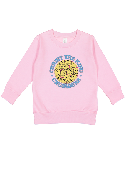 Girls' Pink Smiley Face Sweatshirt