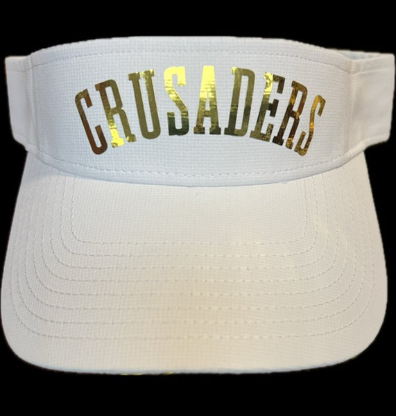 Adult White Visor with Gold Foil "Crusaders" Block Letters