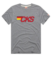 Adult & Youth Vintage Heather Grey Short Sleeve Cotton T-Shirt: "CKS" with Stripes