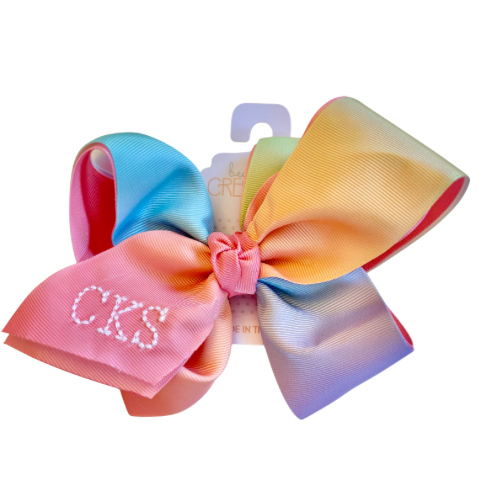 LAYERED RAINBOW BOW ON ALLIGATOR CLIP