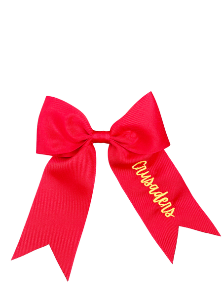 New! Red Embroidered Cheer Bow