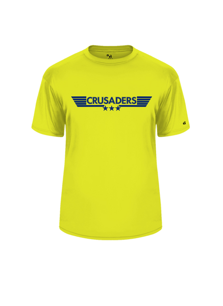 Youth Neon Yellow Short Sleeve Performance Fabric "Crusaders" Shirt