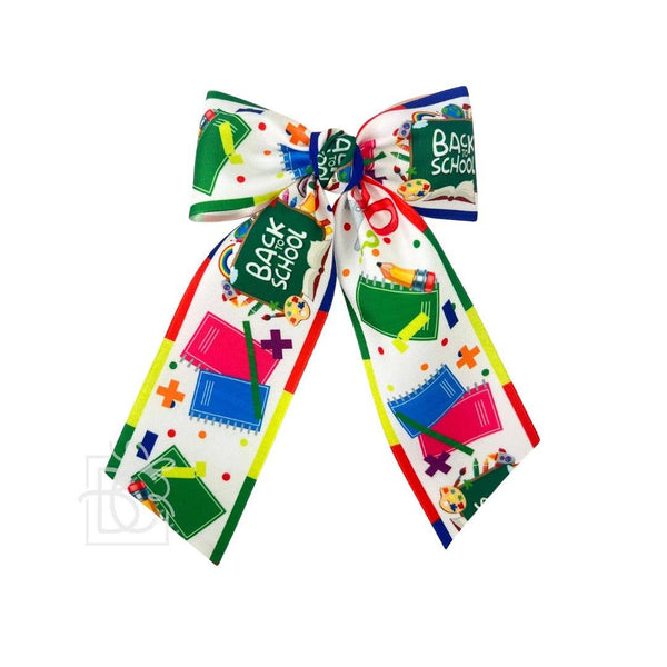 Back to School Hair Bow w/ Euro Knot & Tails