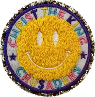 Christ the King Smiley Face Chenille Patch with Adhesive Backing