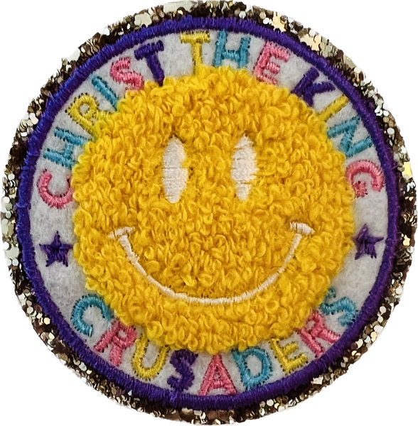 Christ the King Smiley Face Chenille Patch with Adhesive Backing