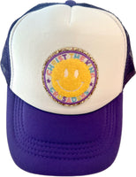 Adult & Youth "Christ the King Crusaders" Smiley Patch Trucker Hat (Hot Pink/Purple Color Options)