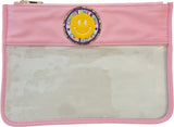 Clear Zippered Pouch with Christ the King Smiley Face Chenille Patch (Multiple Pouch Color Options)