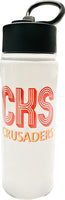White Stainless Steel 18 oz "CKS Crusaders" Water Bottle with Flip Top Lid