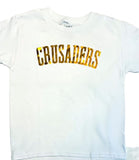 Adult & Youth White Short Sleeve T-Shirt with "Crusaders" in Gold Foil