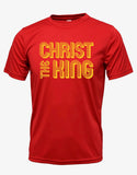 Adult & Youth Vintage Red Short Sleeve T-Shirt with "Christ the King" in Swirly Letters (Cotton or DriFit)