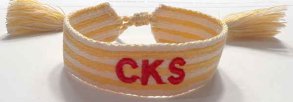 6 White Bow with Mini Yellow and Red Pom Poms – CKS Spirit Store