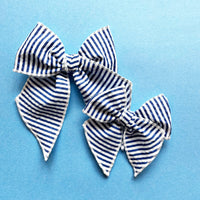 Vintage Navy & White Seersucker Elle Bow