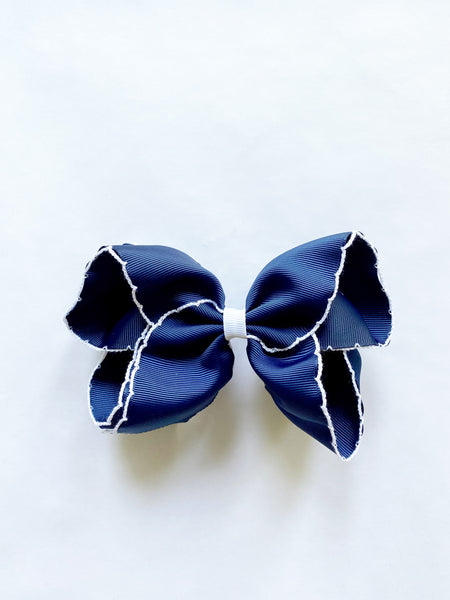 Navy Bow with White Trim
