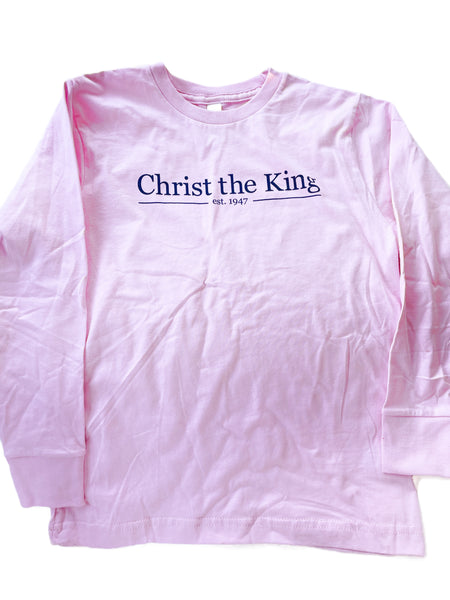 Youth Light Pink Long Sleeve Christ the King "Seaside Design" T-Shirt