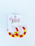 Red and Yellow Heshi Bead Hoop Earrings (Multiple Patterns Available)