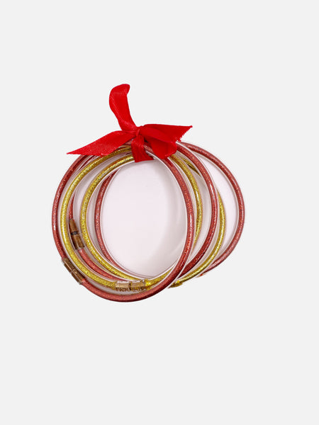 Red and Gold Jelly Bangle Bracelet Sets