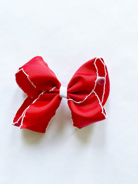 6" Red Bow with White Trim