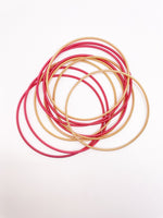 Red and Gold Guitar String Coil Bracelet Stack